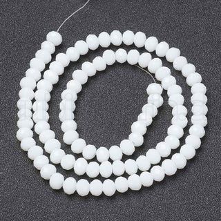 Cristal chino 4x3mm, color sólido, de vidrio, facetados, rondella, opciones de color para seleccionar, 123~127 pzs/tira.