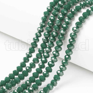 Cristal chino 4x3mm, color sólido, de vidrio, facetados, rondella, opciones de color para seleccionar, 123~127 pzs/tira.