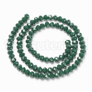 Cristal chino 4x3mm, color sólido, de vidrio, facetados, rondella, opciones de color para seleccionar, 123~127 pzs/tira.