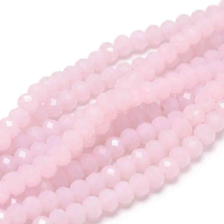 Cristal Chino Rondelle Facetado Rosa Palo Color Sólido 4x3 mm | 1 tira