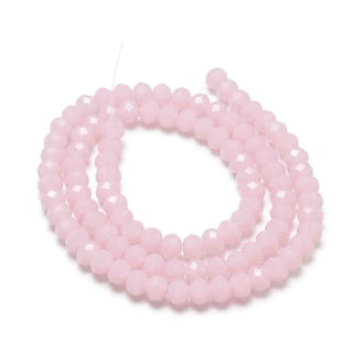 Cristal Chino Rondelle Facetado Rosa Palo Color Sólido 4x3 mm | 1 tira