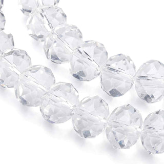 Cristal Chino Rondelle Facetado Transparente 10x8 mm | 1 tira