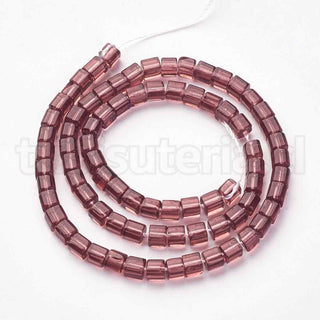 Abalorios de vidrio, cubos transparntes en varios tonos, 4 mm. aproximadamente 75 piezas/tira.