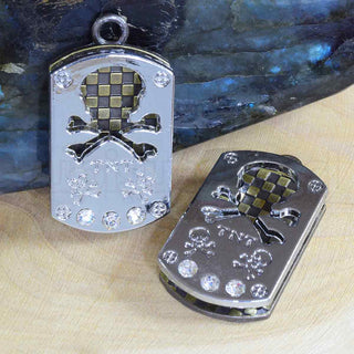 Colgantes de aleación con diamantes de imitación, espaldas color bronce y cobre y difrentes diseños para seleccionar, 34x18x7 mm.