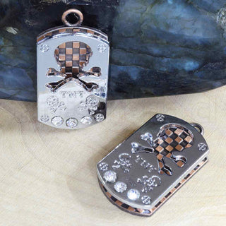 Colgantes de aleación con diamantes de imitación, espaldas color bronce y cobre y difrentes diseños para seleccionar, 34x18x7 mm.