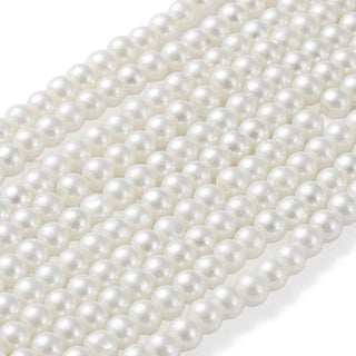 Abalorio de Vidrio Redondo Imitación Perla Blanco 4~4.5 mm | 1 tira