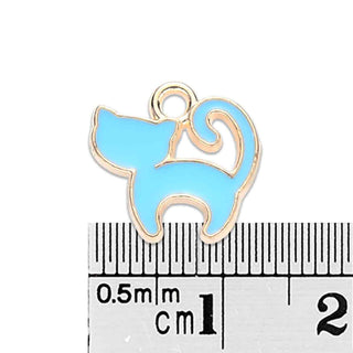 Colgantes de aleación esmaltado, gato. Disponibles en tres tonos. 13x13x2 mm.