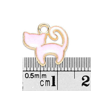 Colgantes de aleación esmaltado, gato. Disponibles en tres tonos. 13x13x2 mm.