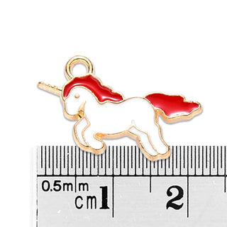 Colgante Esmaltado Unicornio Negro o Rojo Tono Plata Envejecida | 3 uds