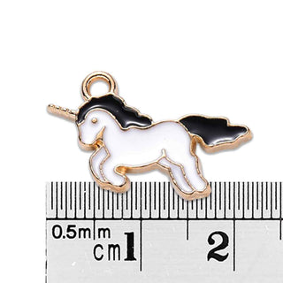 Colgante Esmaltado Unicornio Negro o Rojo Tono Plata Envejecida | 3 uds