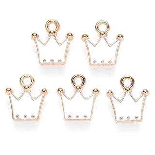 Colgante Esmaltado Corona Blanca | 12x11x2 mm | 3 uds