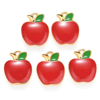 Colgante Esmaltado Manzana Roja | 15x12x3 mm | 3 uds
