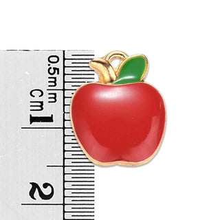 Colgante Esmaltado Manzana Roja | 15x12x3 mm | 3 uds