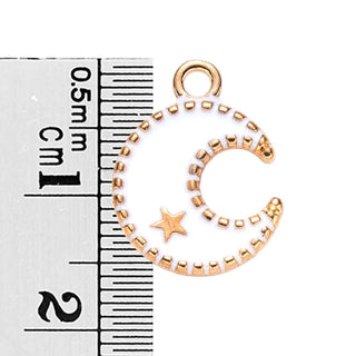 Colgantes de aleación esmaltado, luna con estrella, 2 tonos disponibles. 16x13x2 mm.