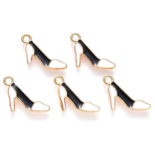 Colgantes esmaltados de aleación con diseño de zapato de tacón. 13x4x1.5 mm.