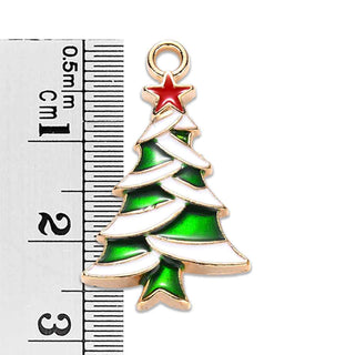 colgantes de aleación esmaltados, Árbol de Navidad con estrella. 27x16x2.5 mm.