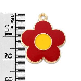 Colgantes de aleación esmaltado en forma de flor, disponibles en dos tonos.