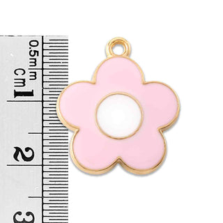 Colgantes de aleación esmaltado en forma de flor, disponibles en dos tonos.