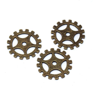 Engranaje, colgante enlace de aleación estilo tibetano,  19x0.3 mm.