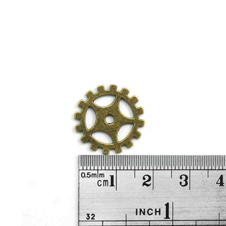 Engranaje, colgante enlace de aleación estilo tibetano,  19x0.3 mm.