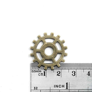 Conector en forma de engranaje de aleación estilo Tibetano en color plata envejecido para Pulseras y Bisutería - 3 uds