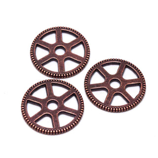 Conector en forma de engranaje de aleación estilo Tibetano en color plata envejecido para Pulseras y Bisutería - 4 uds