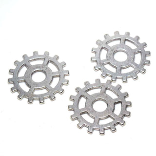 Conector en forma de engranaje de aleación estilo Tibetano en color plata envejecido para Pulseras y Bisutería - 3 uds