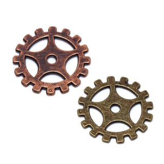 Engranaje, colgante enlace de aleación estilo tibetano,  19x0.3 mm.
