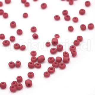Mostacillón 6/0, cuentas de vidrio esmerilado opaco, redondas, rojas, 4~5x2,5~5 mm. 20 granos