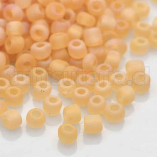 Mostacillón 6/0 esmerilado, semi calibrada, vidrio, color AB, disponible en varios tonos, 3.0~4.0 mm. 20 gramos.