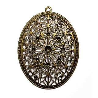 Filigrana Calada Gran Tamaño Tono Bronce Envejecido 64x47mm | 2 uds