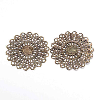 Filigrana Mandala Gran Tamaño Tono Bronce Envejecido 45x45x1mm | 3 uds