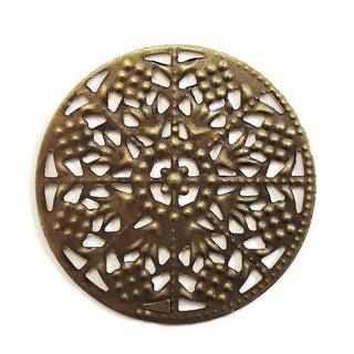 Filigrana Mandala Redondo Calado Gran Tamaño Tono Bronce Envejecido 48mm | 2 uds