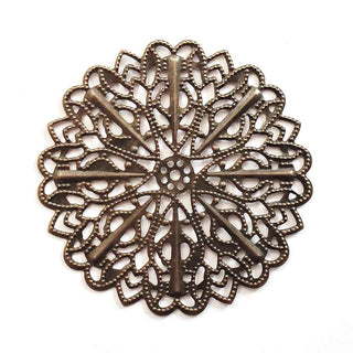 Filigrana Mandala Redondo Gran Tamaño Tono Bronce Envejecido 52mm | 3 uds
