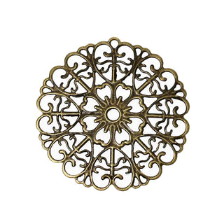 Filigrana Mandala Redondo Calado Gran Tamaño Tono Bronce Envejecido 52x51mm | 2 uds