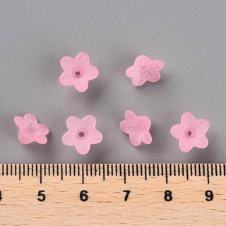 Flores acrílicas esmeriladas semi transparente, varias opciones para seleccionar.