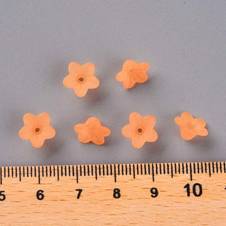 Flores acrílicas esmeriladas semi transparente, varias opciones para seleccionar.