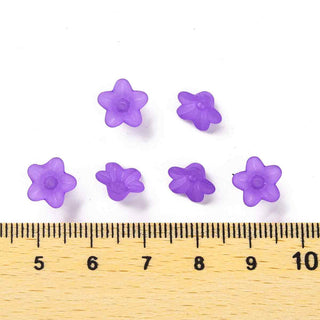 Flores acrílicas esmeriladas semi transparente, varias opciones para seleccionar.