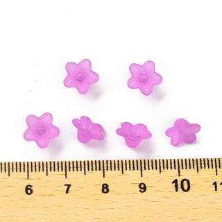 Flores acrílicas esmeriladas semi transparente, varias opciones para seleccionar.