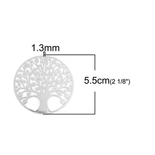Gran Dije Árbol de la Vida de Hierro Estilo Filigrana Tono Platino Ø55x0,3mm | 1 ud