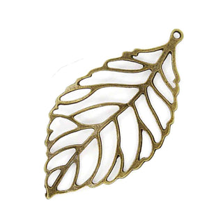 Dije Gran Tamaño Hoja Estilo Tibetano de Aleación Tono Bronce Envejecido 71x36x4mm | 1 ud