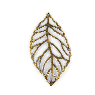 Dije Gran Tamaño Hoja Calada Estilo Tibetano de Aleación Tono Bronce Envejecido 92x51x2,5mm | 1 ud