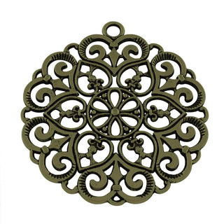 Dije Gran Tamaño Mandala Flor de Filigrana de Aleación Tono Bronce Envejecido 67,5x61,5x2,5mm | 1 ud