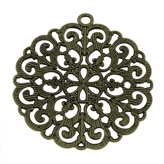 Dije Gran Tamaño Mandala Flor de Filigrana de Aleación Tono Bronce Envejecido 67,5x61,5x2,5mm | 1 ud