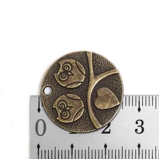 Dije Pareja de Búhos Tono Bronce Envejecido 25mm | 3 uds.