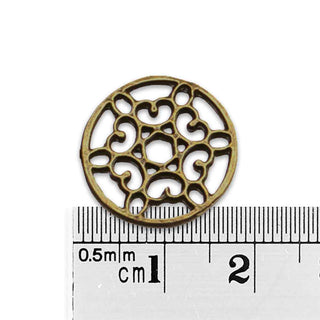 Dije Mandala Calado Tono Bronce Envejecido 18mm | 8 uds.