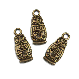 Dije Matrioshka Muñeca Rusa Tono Bronce Envejecido 18x8x2,5mm | 5 uds.
