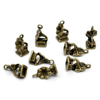 Dije Gramófono Tono Bronce Envejecido 17x9mm | 3 uds.