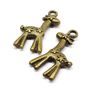 Dije Jirafa con Flores Tono Bronce Envejecido 33,5x20x2,5mm | 2 uds.