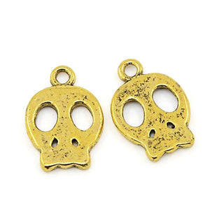 Dije Calavera Estilo Tibetano Tono Oro Envejecido 18x13x2mm | 10 uds.